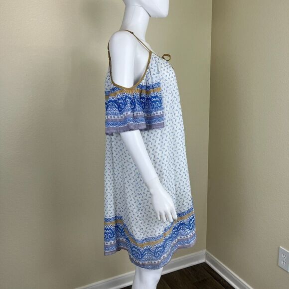 Free People Womens Size L Cotton Gauze Cold Shoulder Floral Tunic Mini NEW Dress - Picture 8 of 14
